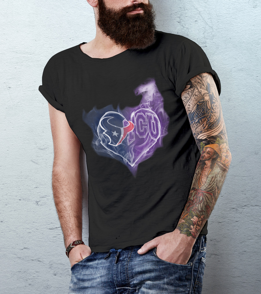 Texans TCU Horned Frogs Logo Heart T-Shirt