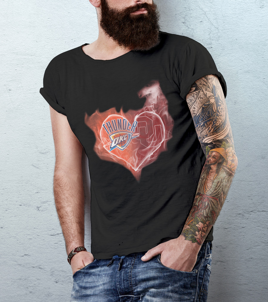 Thunder OKC Heart Oklahoma Sooners OU T-Shirt