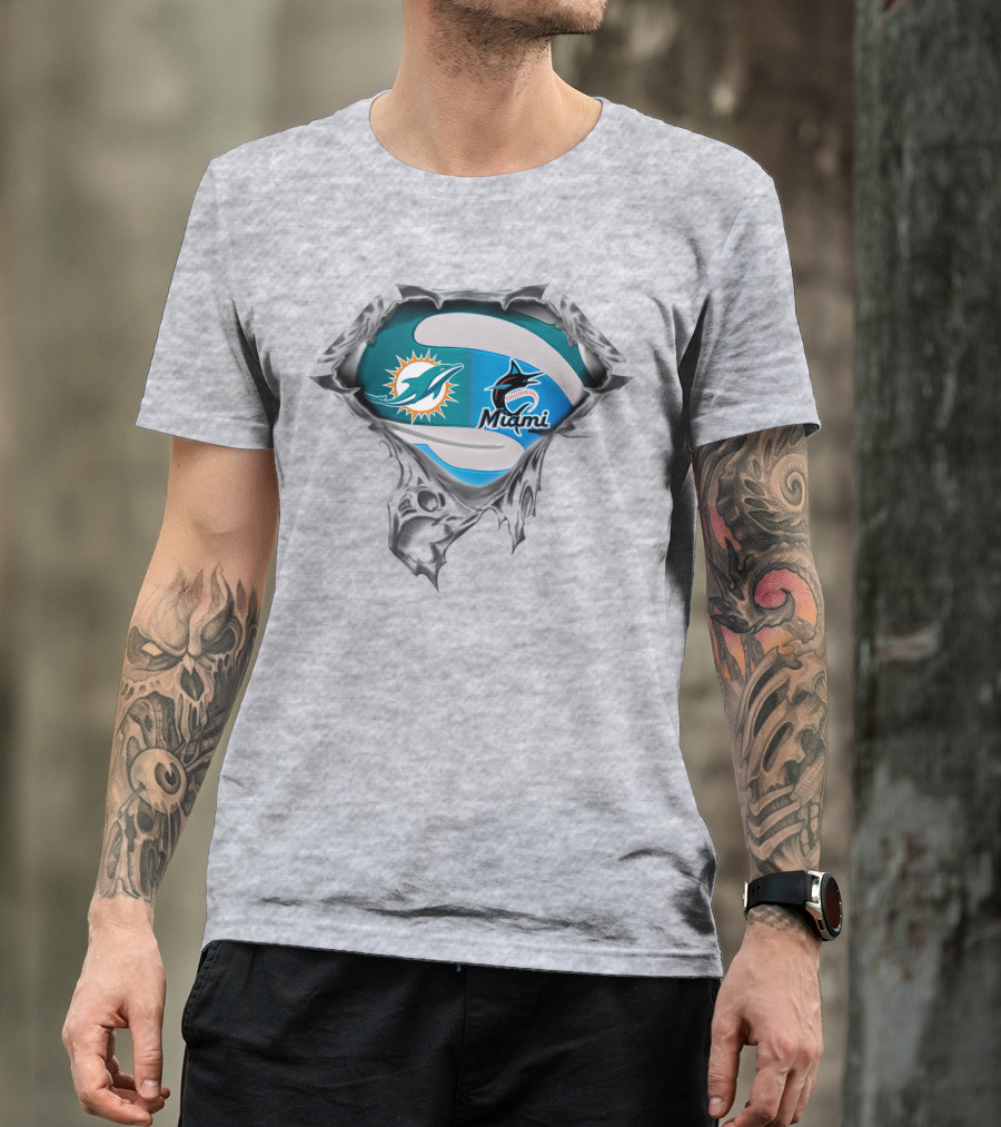 Miami Dolphins Marlins Logos T-Shirt