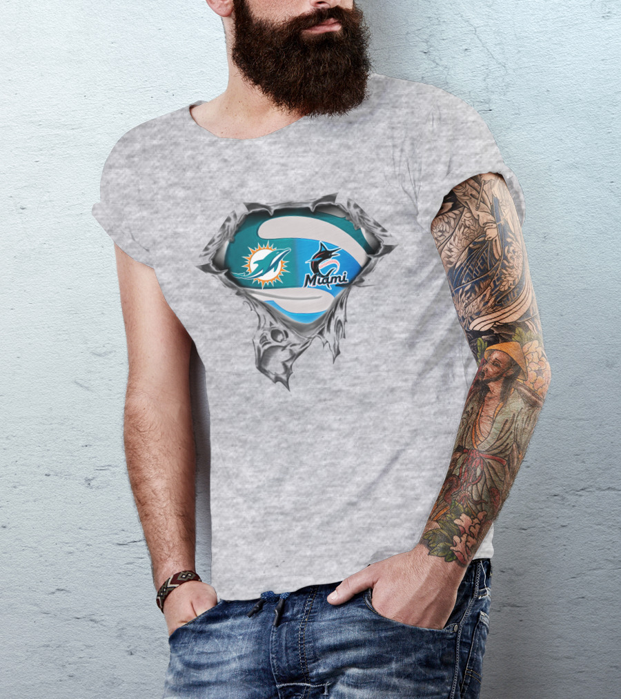 Miami Dolphins Marlins Logos T-Shirt