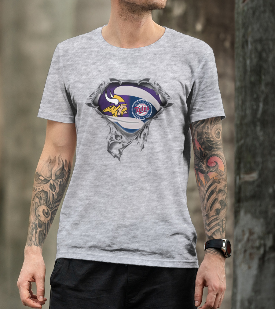 Minnesota Vikings Twins Baseball Crossover Fan T-Shirt