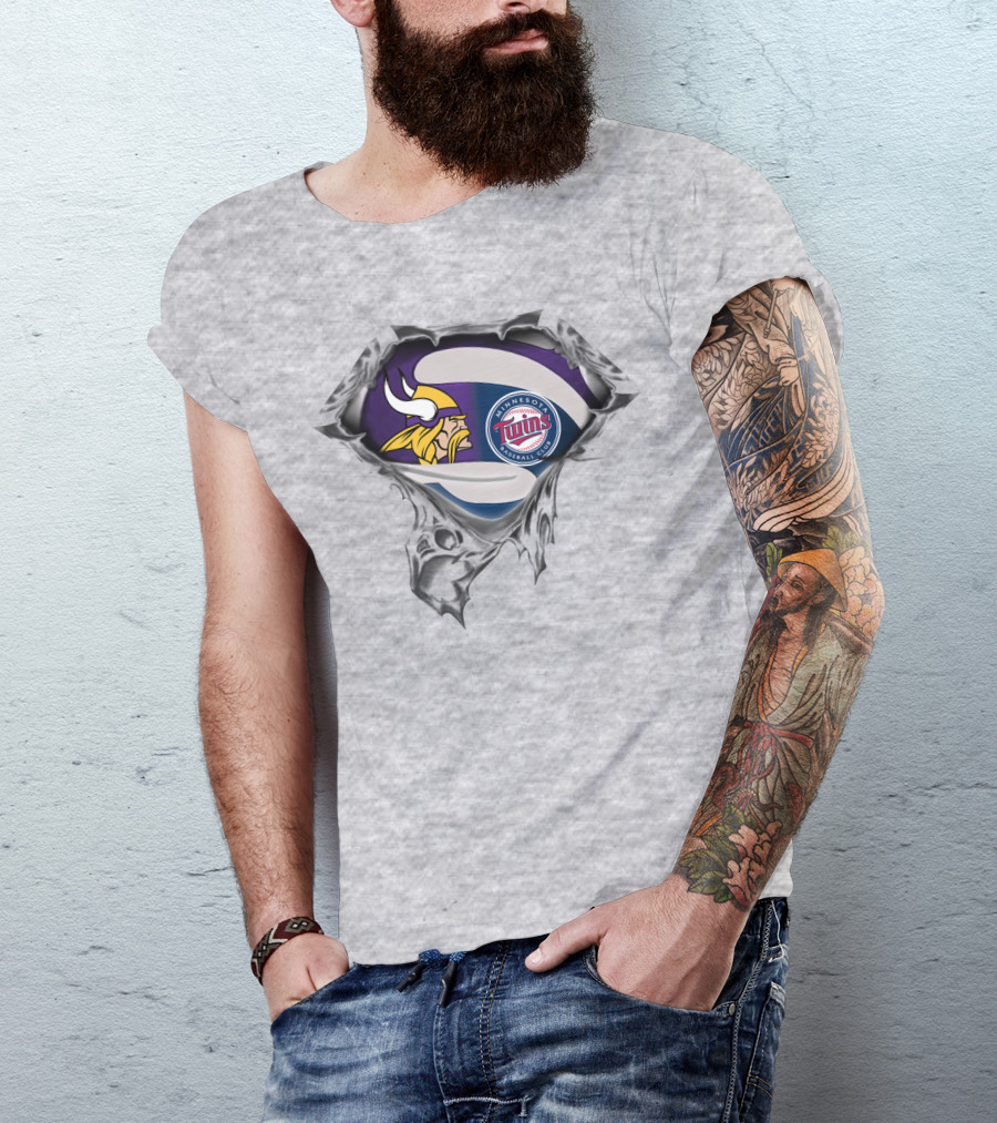 Minnesota Vikings Twins Baseball Crossover Fan T-Shirt