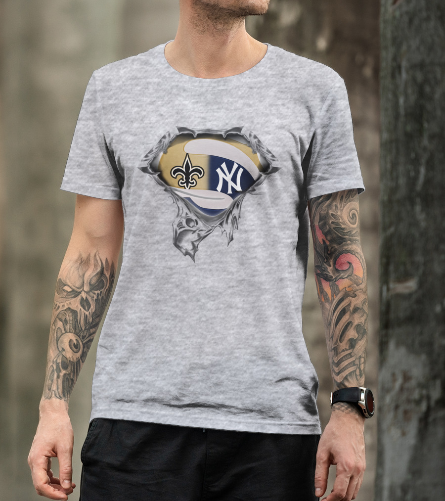 New Orleans Saints And New York Yankees Fusion T-Shirt