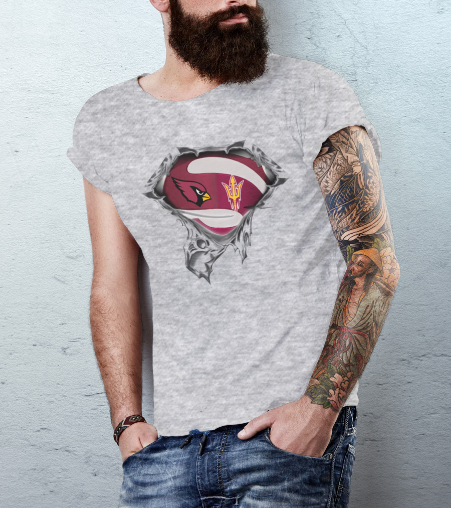 Cardinals Arizona State Logo Mashup Superhero T-Shirt