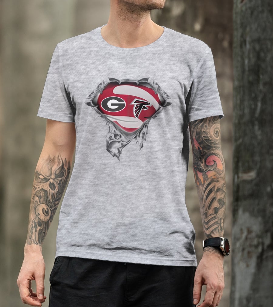 Georgia Bulldogs Atlanta Falcons Logo Mashup T-Shirt