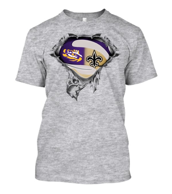 Lsu Tigers And New Orleans Saints Fleur-De-Lis Rip Effect T-Shirt