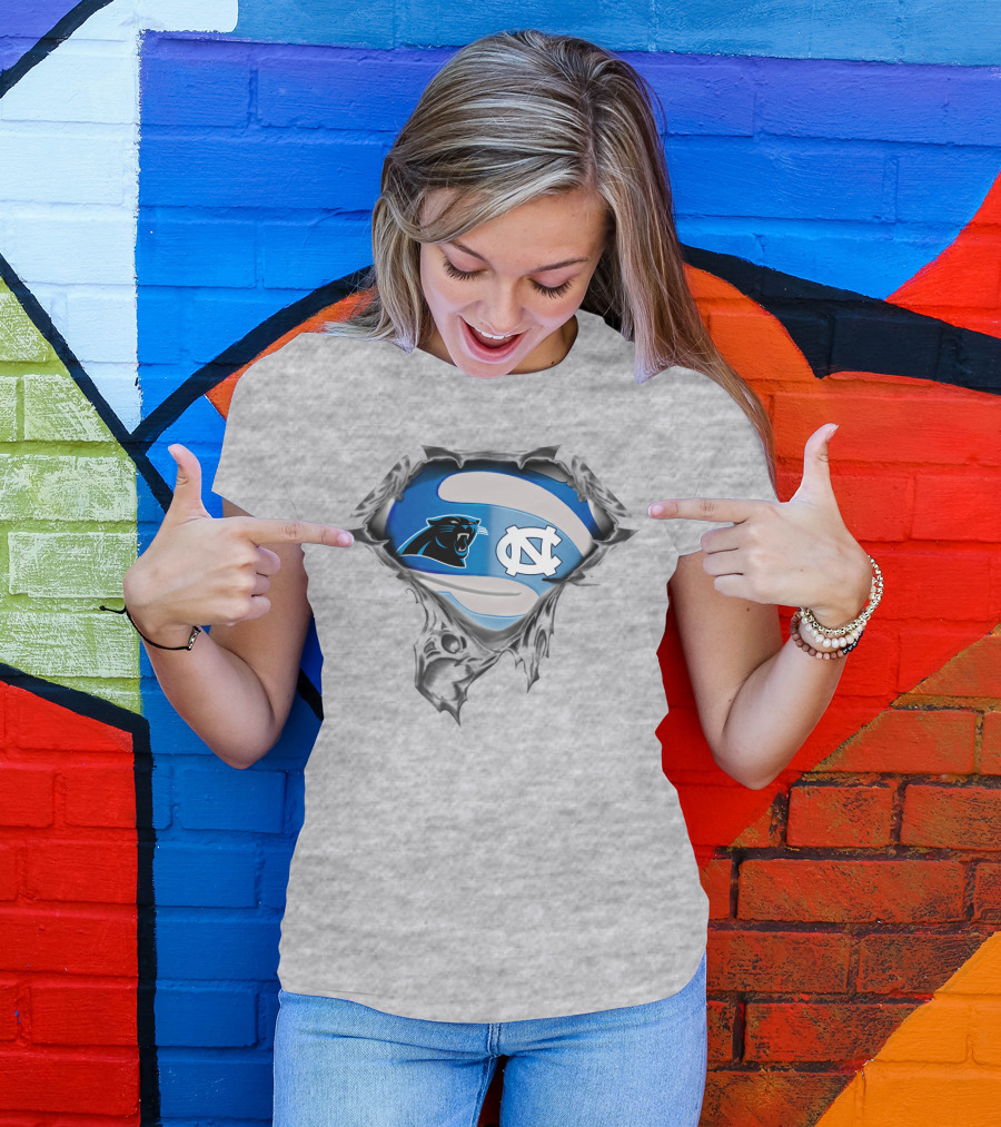 Carolina Panthers Tar Heels Nc Logo Mashup T-Shirt