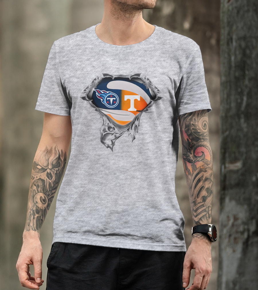 Tennessee Titans Volunteers Crossover Logo Superhero Theme T-Shirt