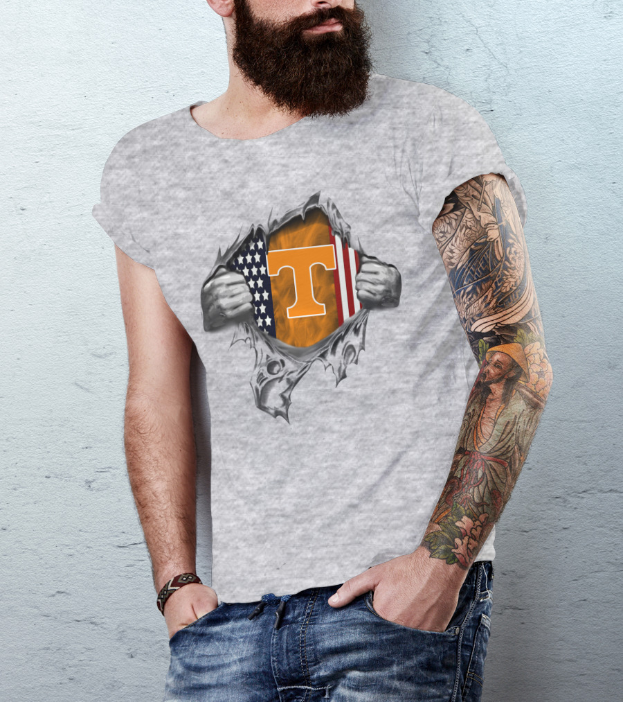 Tennessee Volunteers American Flag Peel T-Shirt