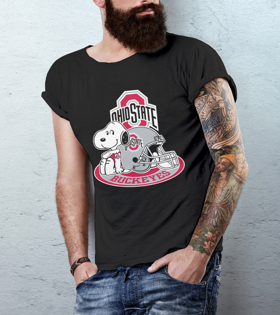 Ohio State Buckeyes Snoopy With Logo And Helmet T-Shirt