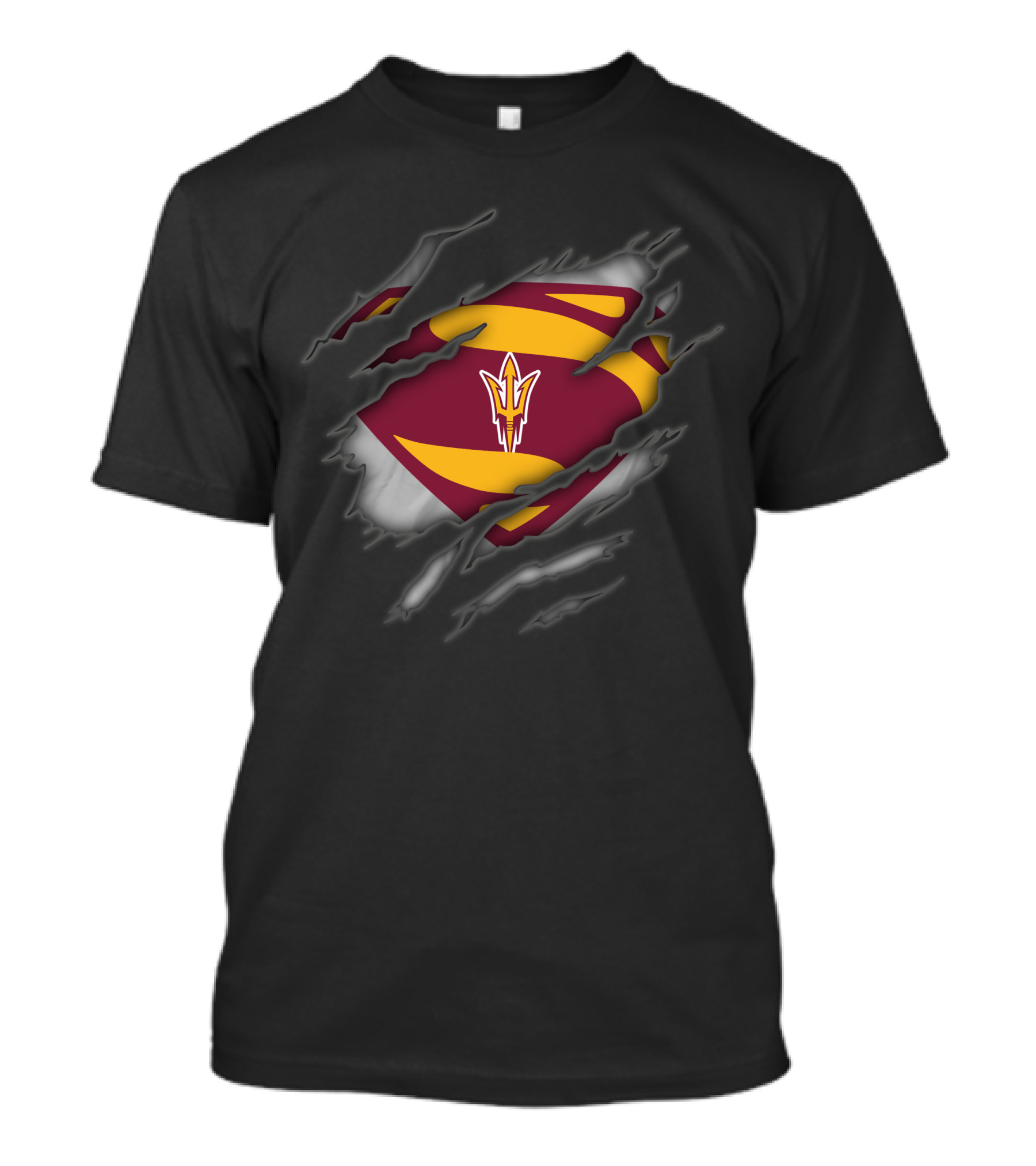 Arizona State Sun Devils Logo Rip Superman Style T-Shirt