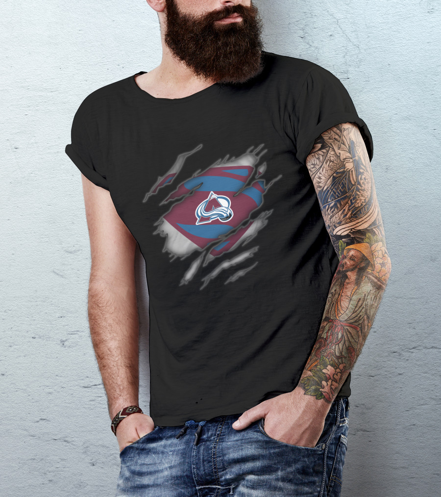 Colorado Avalanche Logo Ripped Superman Style T-Shirt