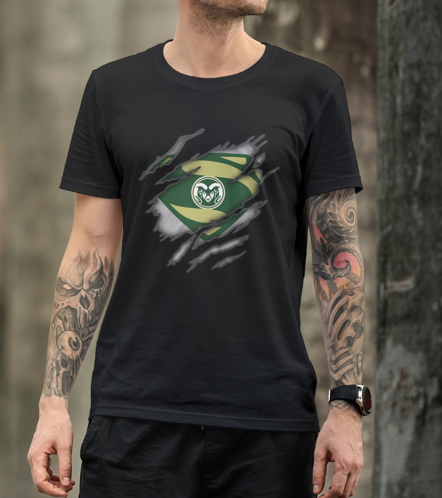 Colorado State Rams Logo Rip Style Superman T-Shirt