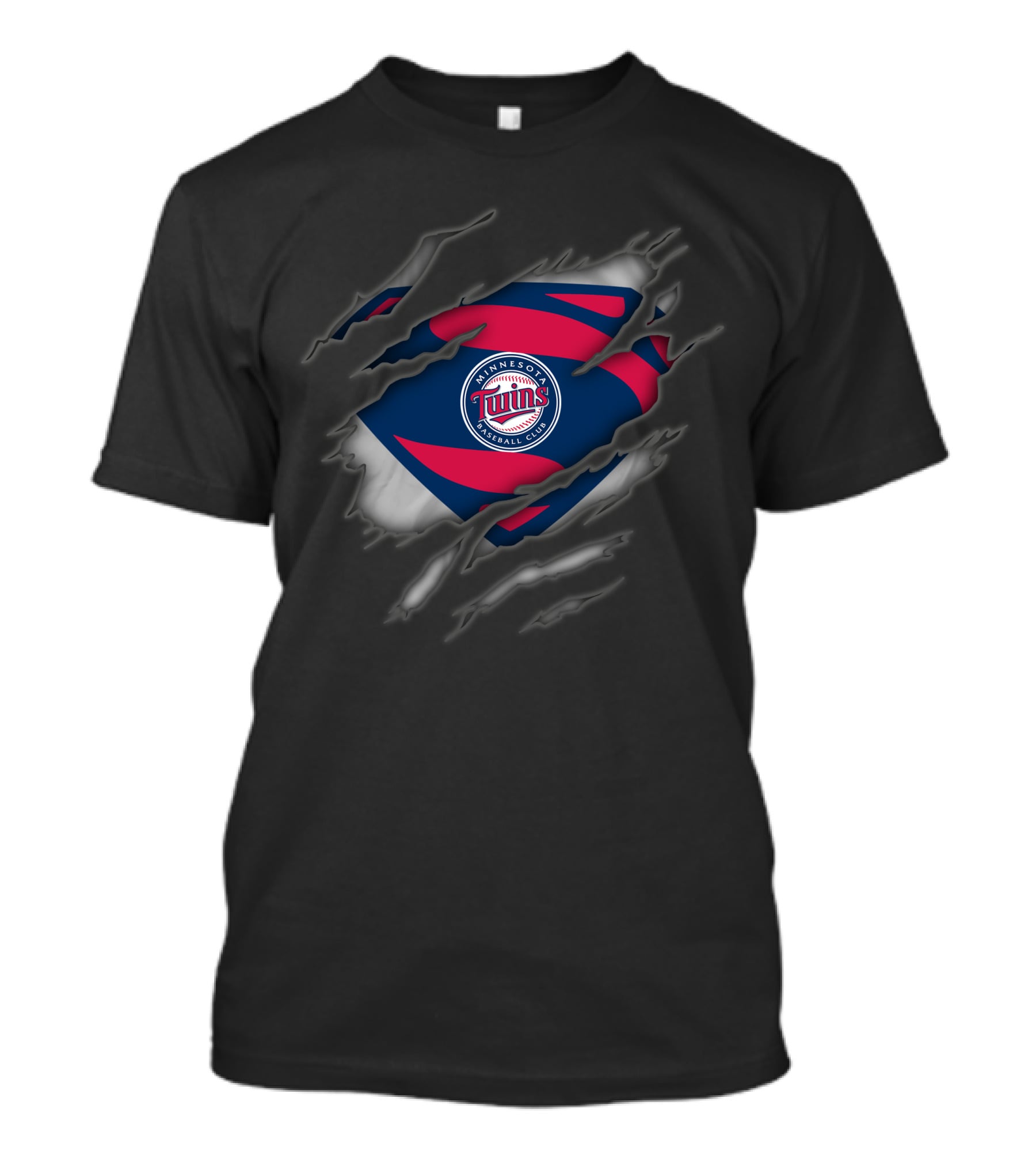 Minnesota Twins Baseball Club Ripped Superman T-Shirt