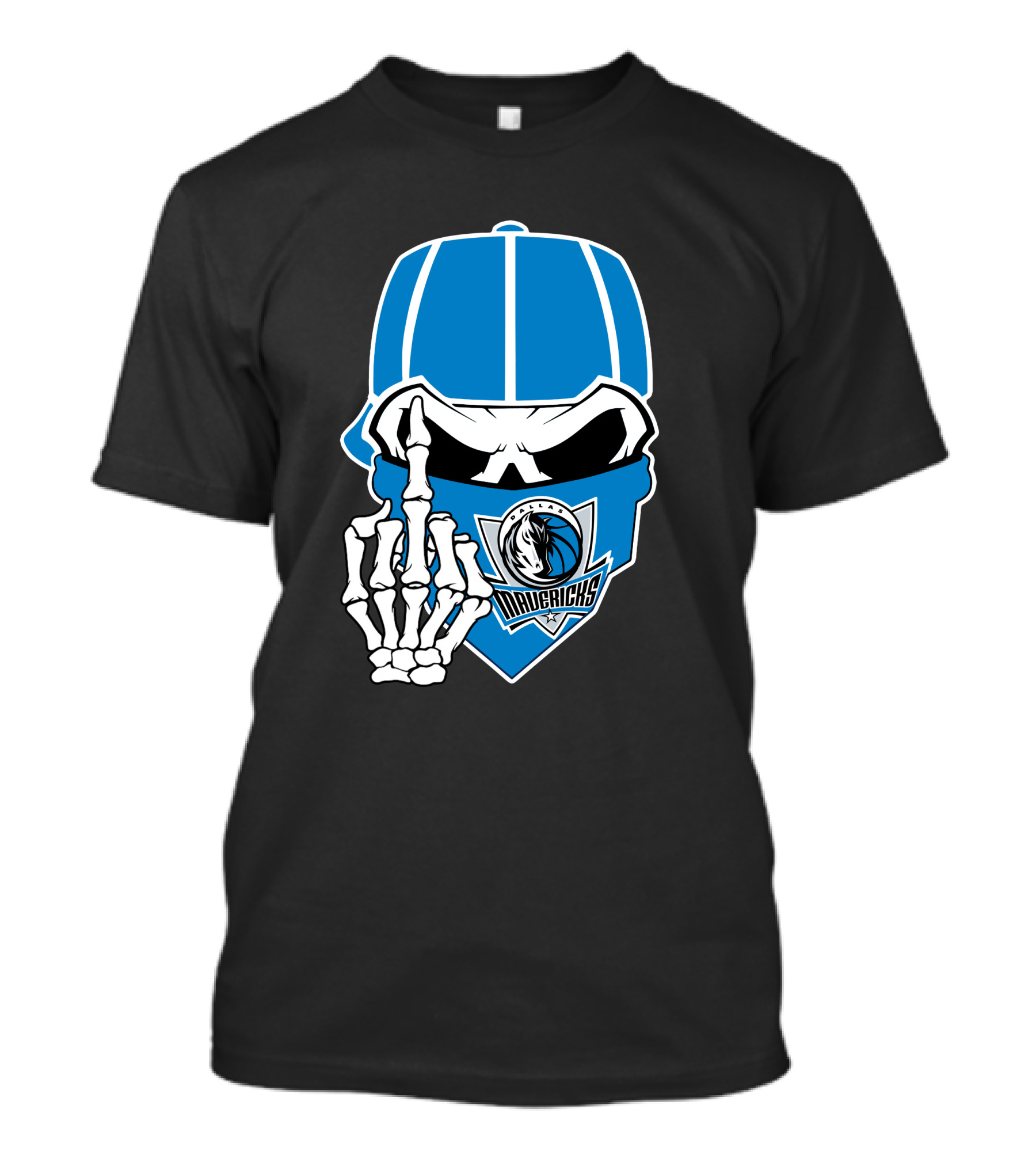 Dallas Mavericks Skull Bandana Skeleton Hand T-Shirt