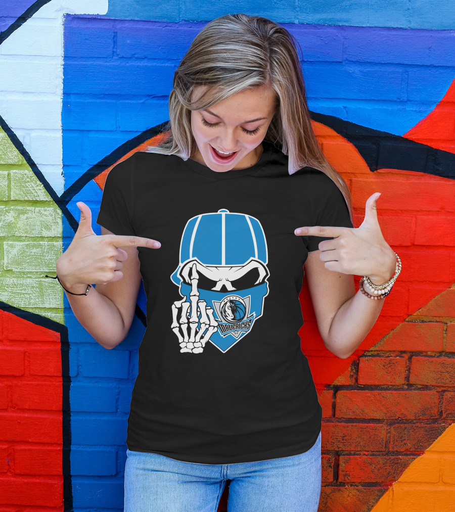 Dallas Mavericks Skull Bandana Skeleton Hand T-Shirt