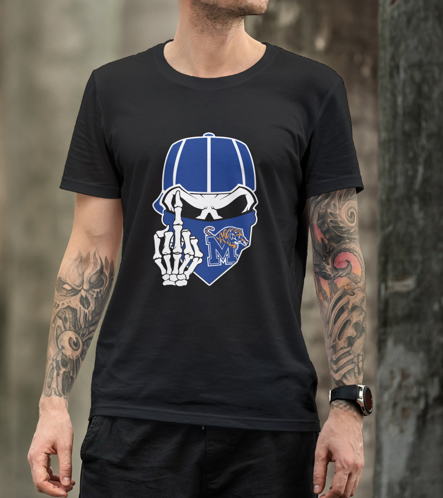 Memphis Tigers Skull Middle Finger Logo Football Team T-Shirt