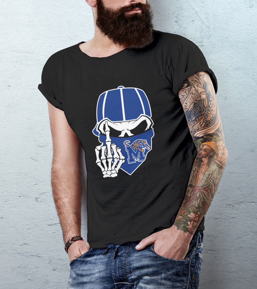 Memphis Tigers Skull Middle Finger Logo Football Team T-Shirt