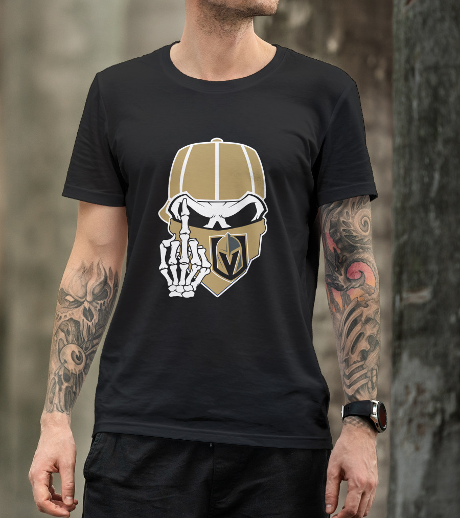 Vegas Golden Knights Skull Skeleton Middle Finger T-Shirt