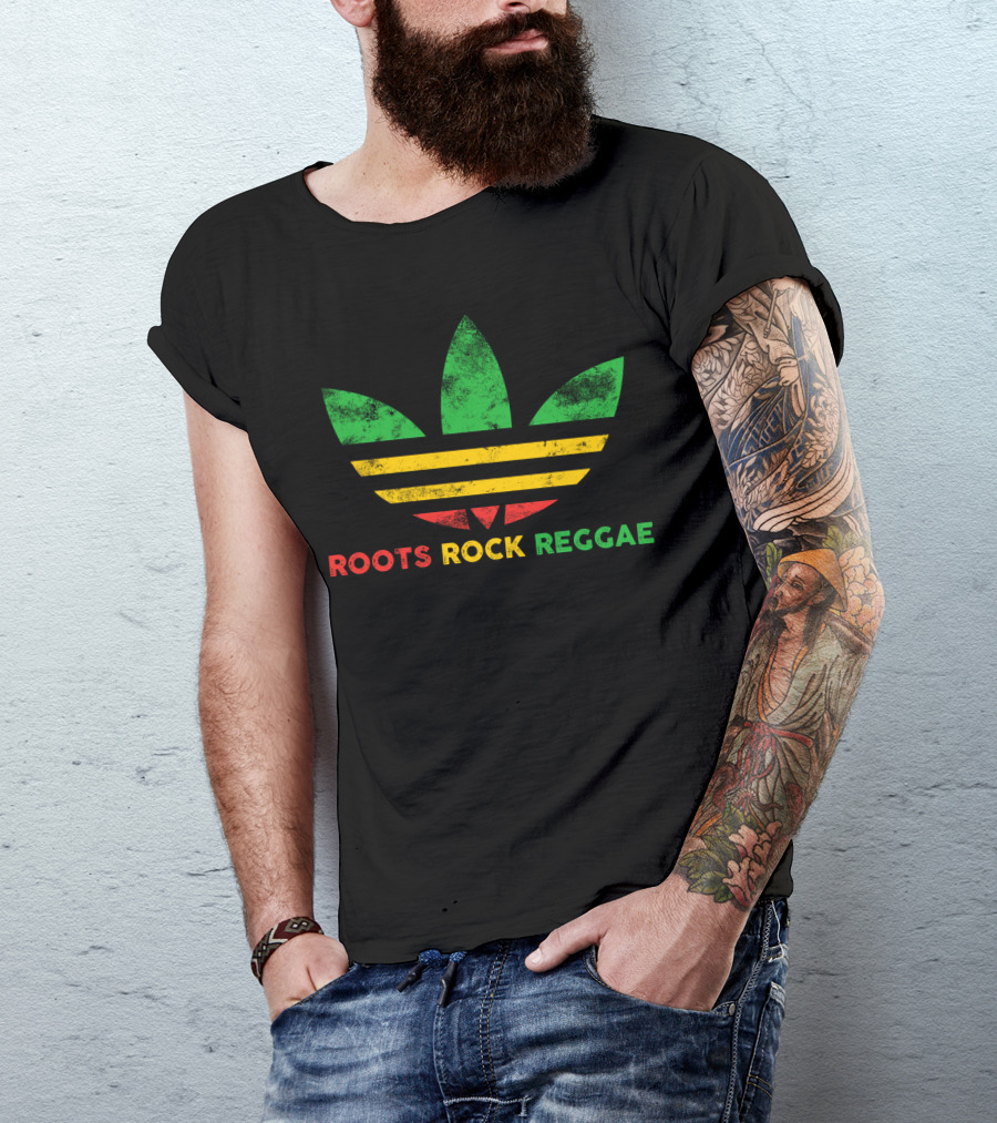 Roots Rock Reggae Three Stripe Leaf T-Shirt
