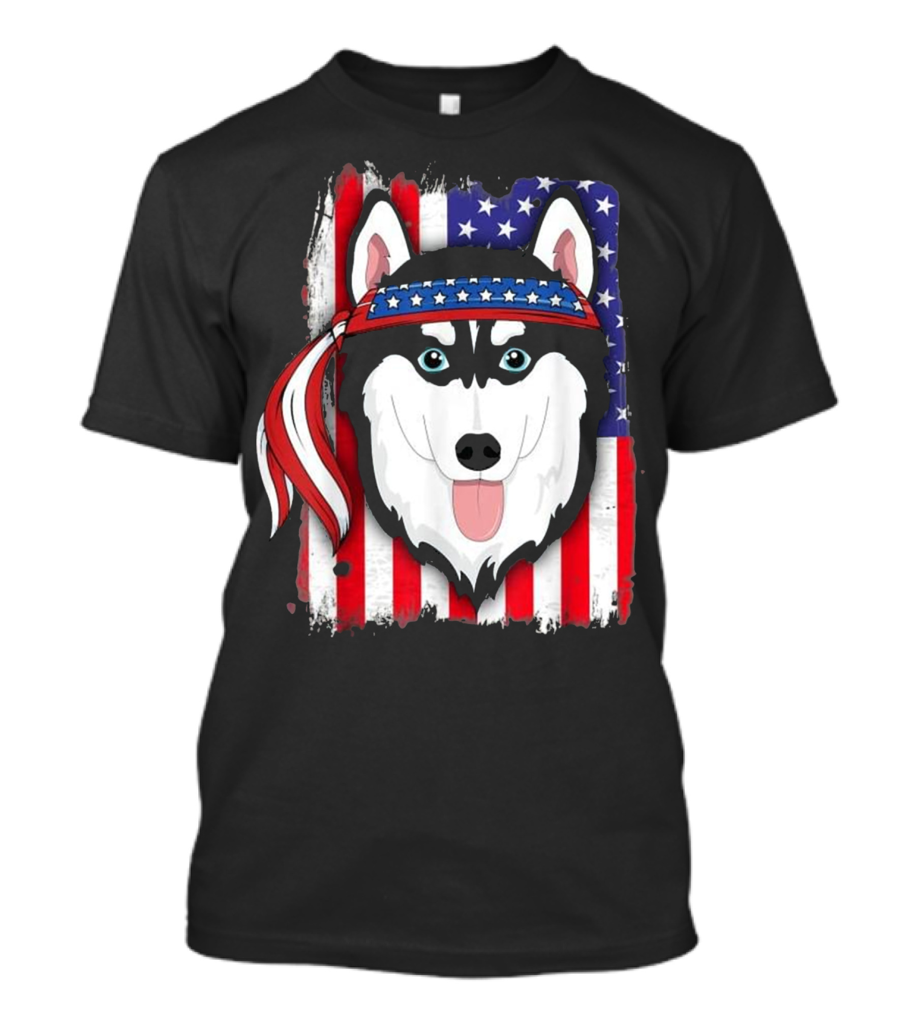 American Flag Bandana Husky 4th Of July T-Shirt