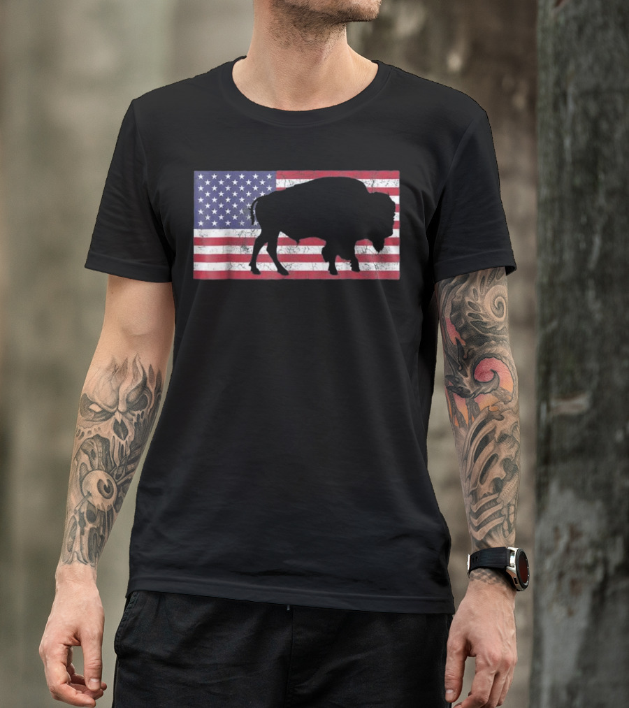 American Flag USA Buffalo Patriotic T-Shirt