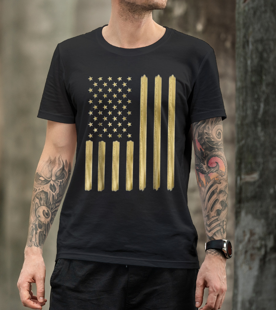 American Flag Faux Gold Paint T-Shirt