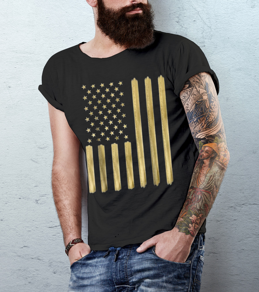 American Flag Faux Gold Paint T-Shirt