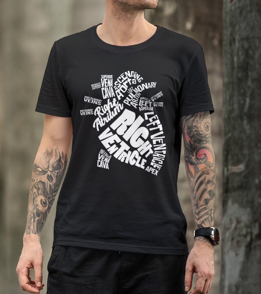 Anatomical Heart Diagram Cardiac Nurse Right Ventricle Atrium Pulmonary Aorta T-Shirt
