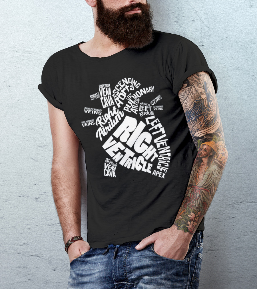 Anatomical Heart Diagram Cardiac Nurse Right Ventricle Atrium Pulmonary Aorta T-Shirt