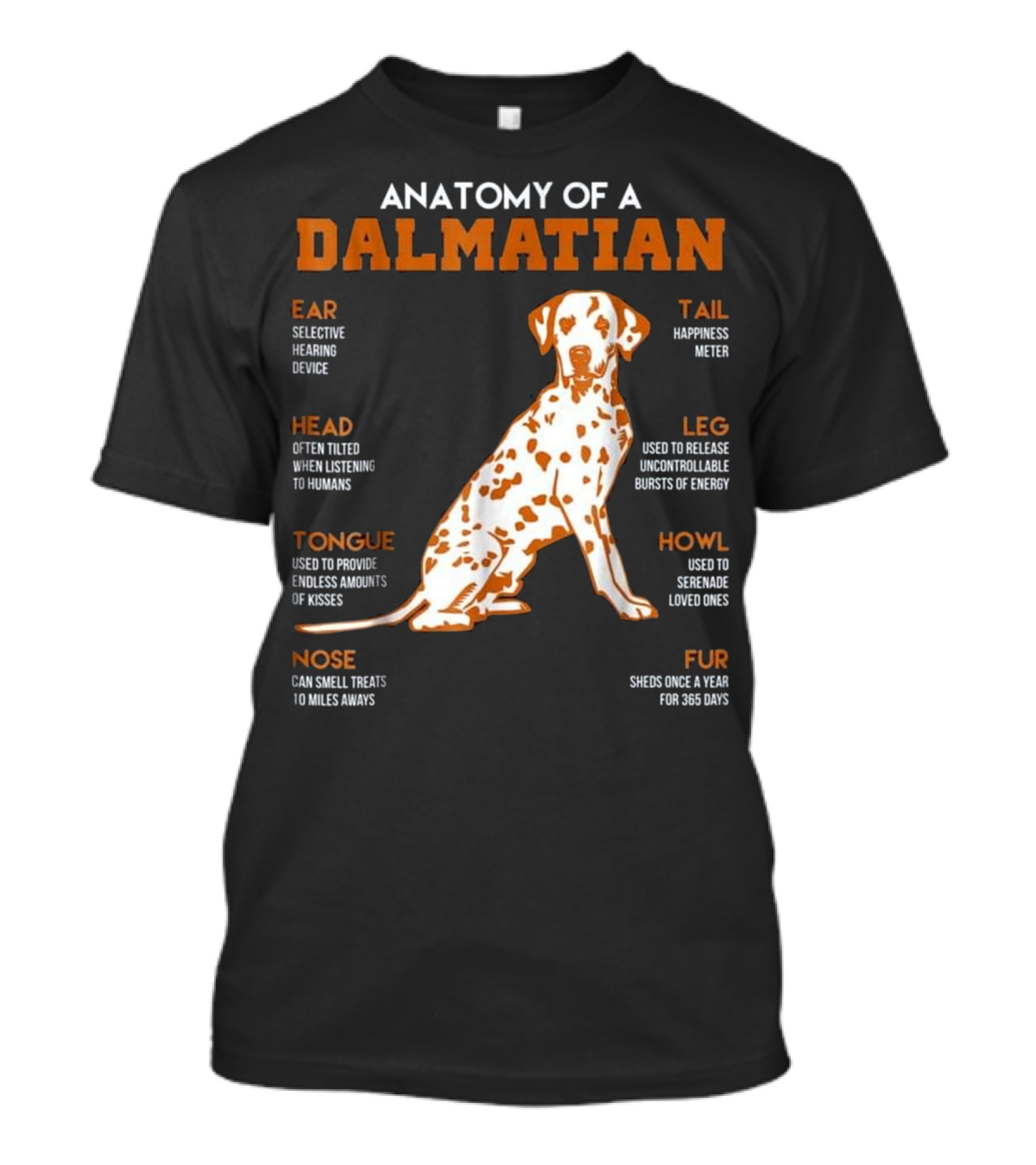 ANATOMY OF A DALMATIAN EAR HEAD TONGUE NOSE TAIL LEG HOWL FUR T-Shirt