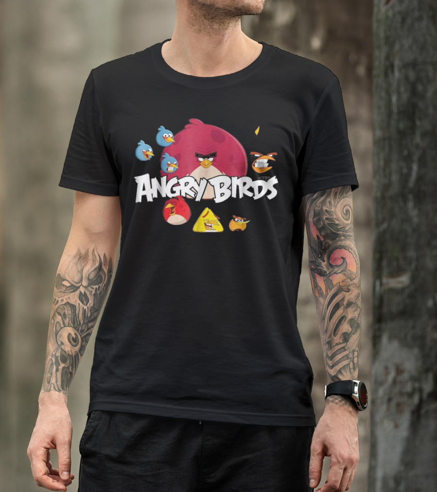 Angry Birds Group Shot Red Yellow Blue Characters T-Shirt