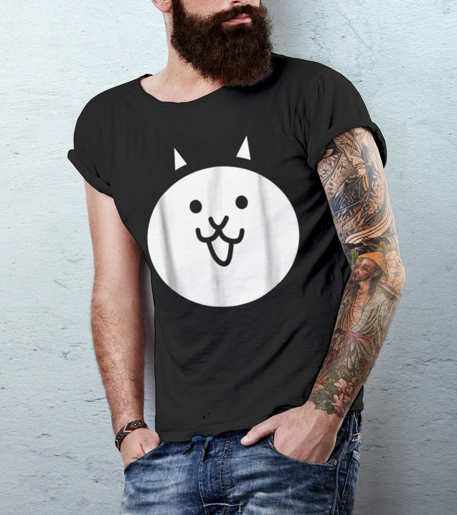 Battle Cat Meme Face Icon Cute Minimalist Circle T-Shirt