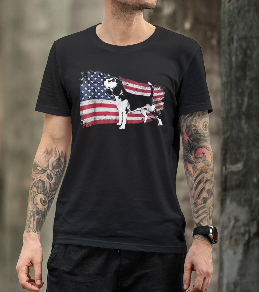 Beagle Dog American Flag Fun T-Shirt