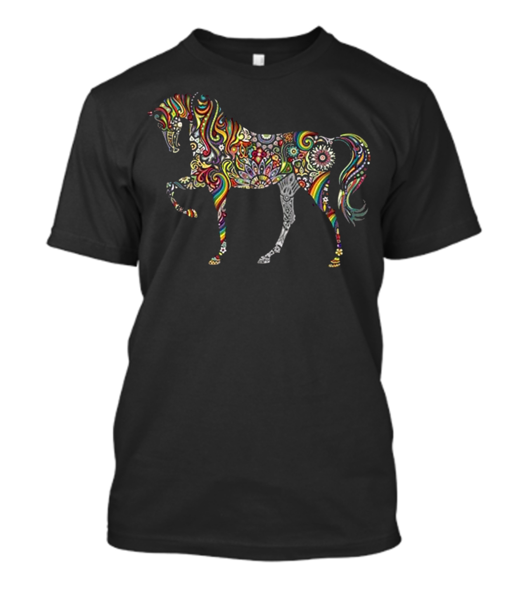 Intricate Rainbow Horse Totem Tattoo T-Shirt