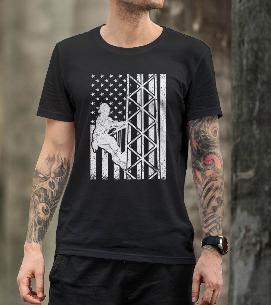 American Flag Tower Climbing T-Shirt