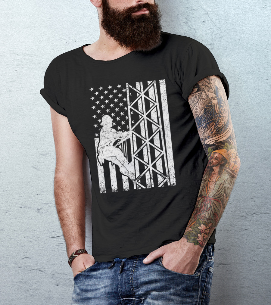 American Flag Tower Climbing T-Shirt