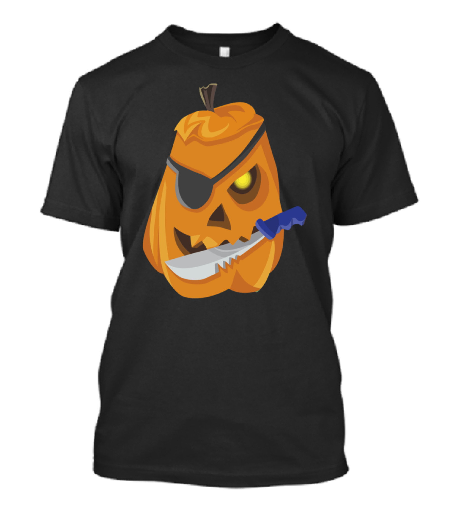 Pirate Pumpkin With Eyepatch And Knife In Mouth T-Shirt