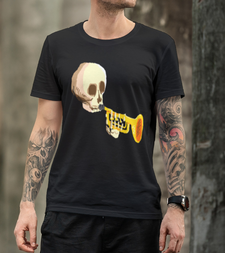 DOOT Skeleton Playing Trumpet Iconic Meme T-Shirt