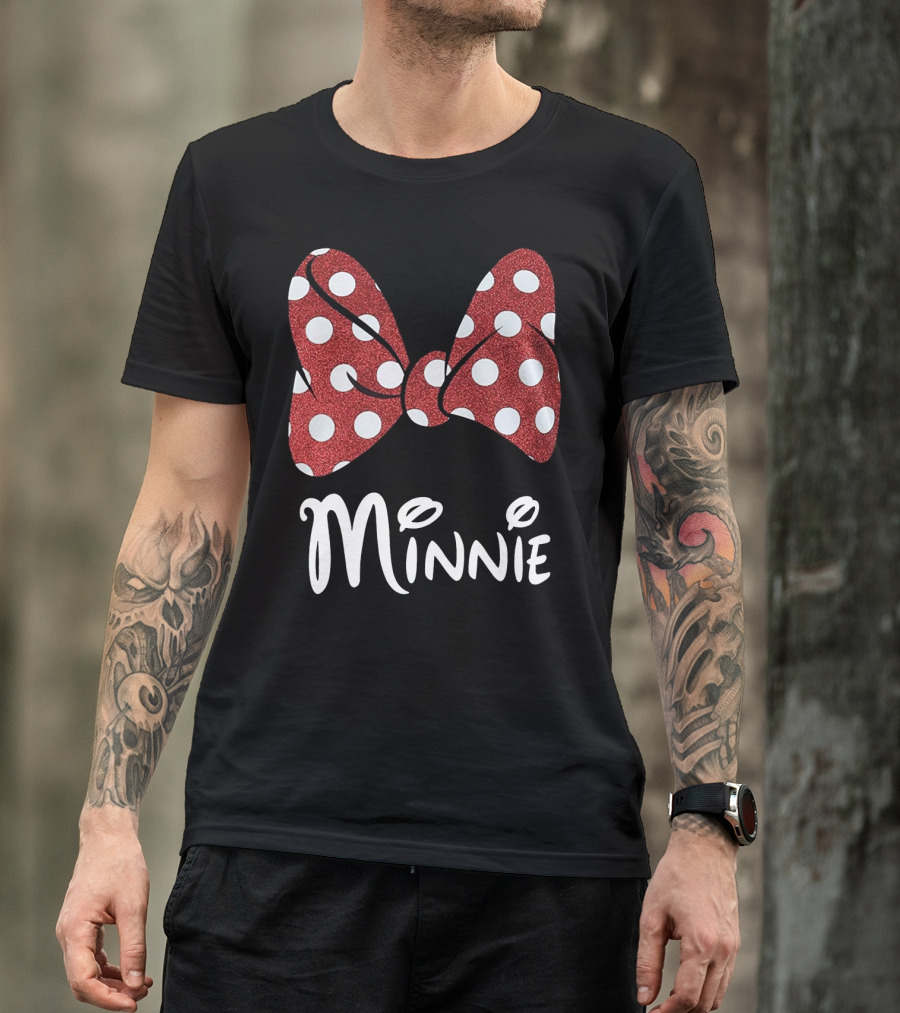 Disney Minnie Mouse Glitter Bow Red Polka Dot Minnie T-Shirt
