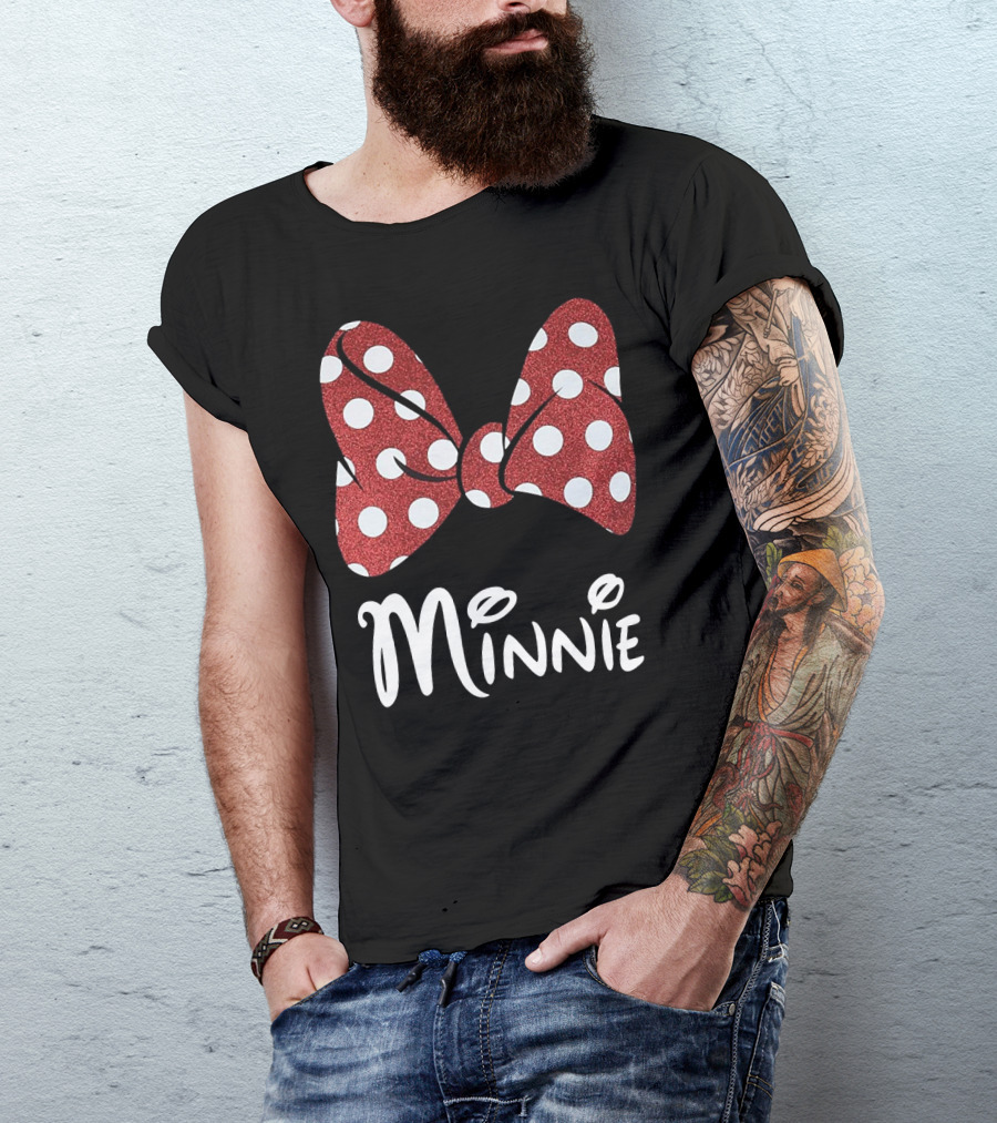 Disney Minnie Mouse Glitter Bow Red Polka Dot Minnie T-Shirt