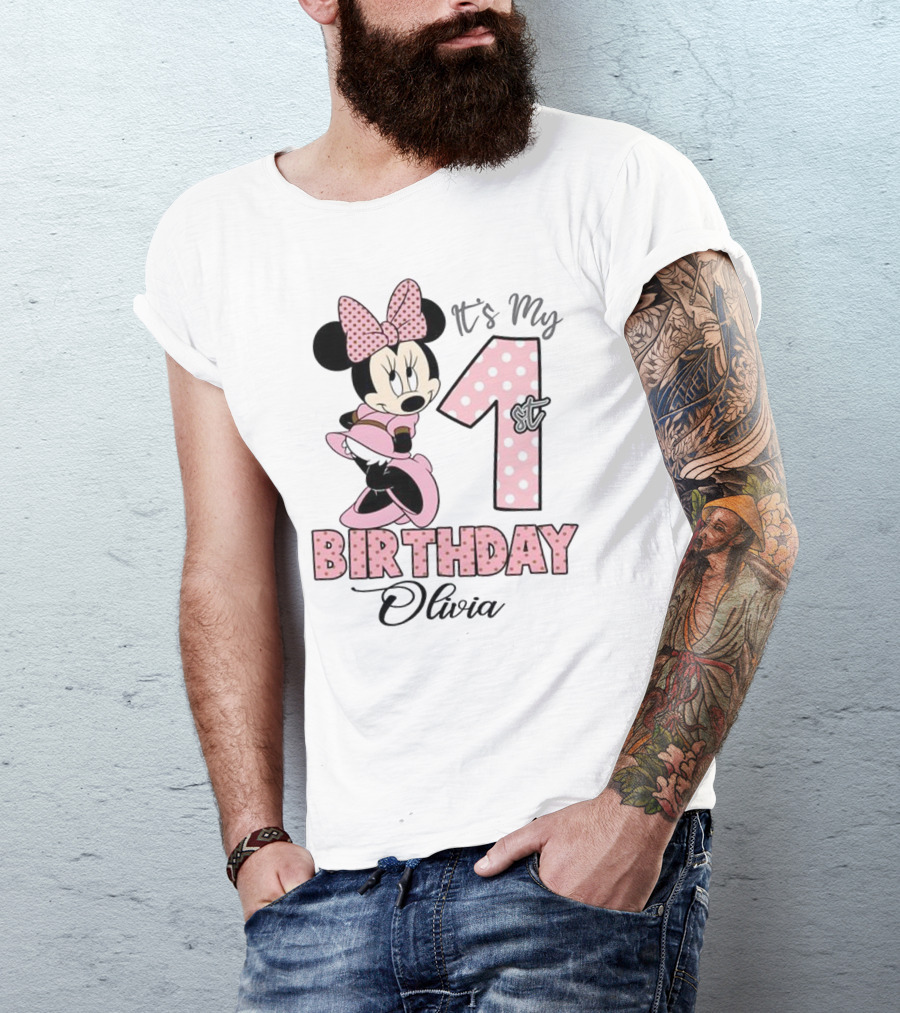 Minnie Mouse It's My 1st Birthday Olivia Party T-Shirt
