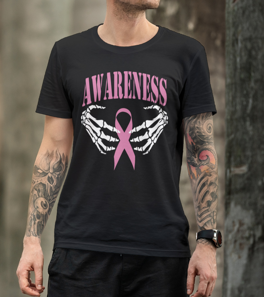 Awareness Halloween Skeleton Breast Cancer T-Shirt