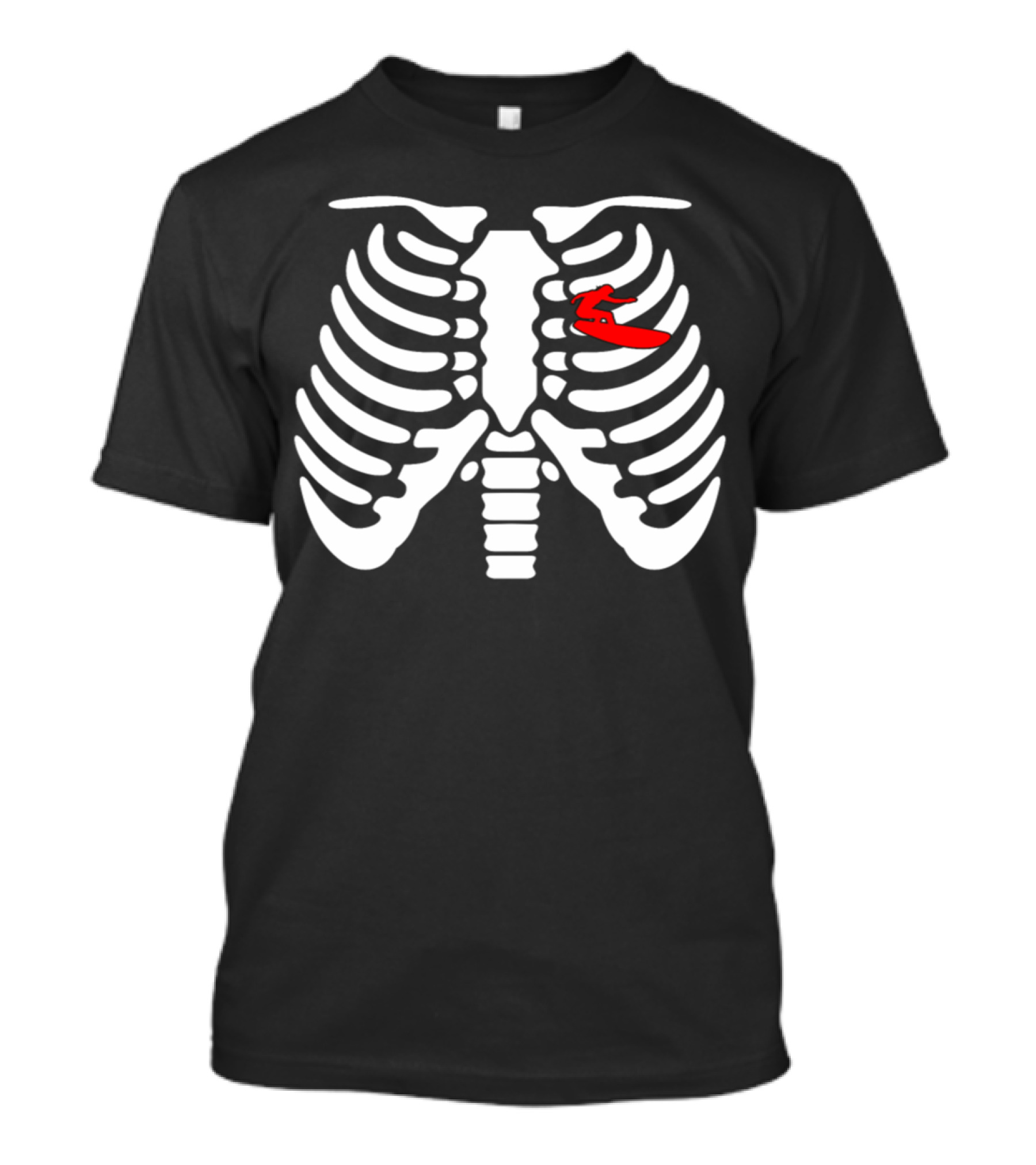 Skeleton Ribcage Surfing Halloween T-Shirt