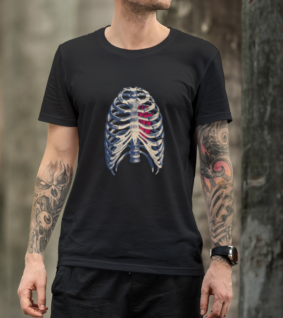 Skeleton In Colors Ribcage With Red And Blue Highlights T-Shirt