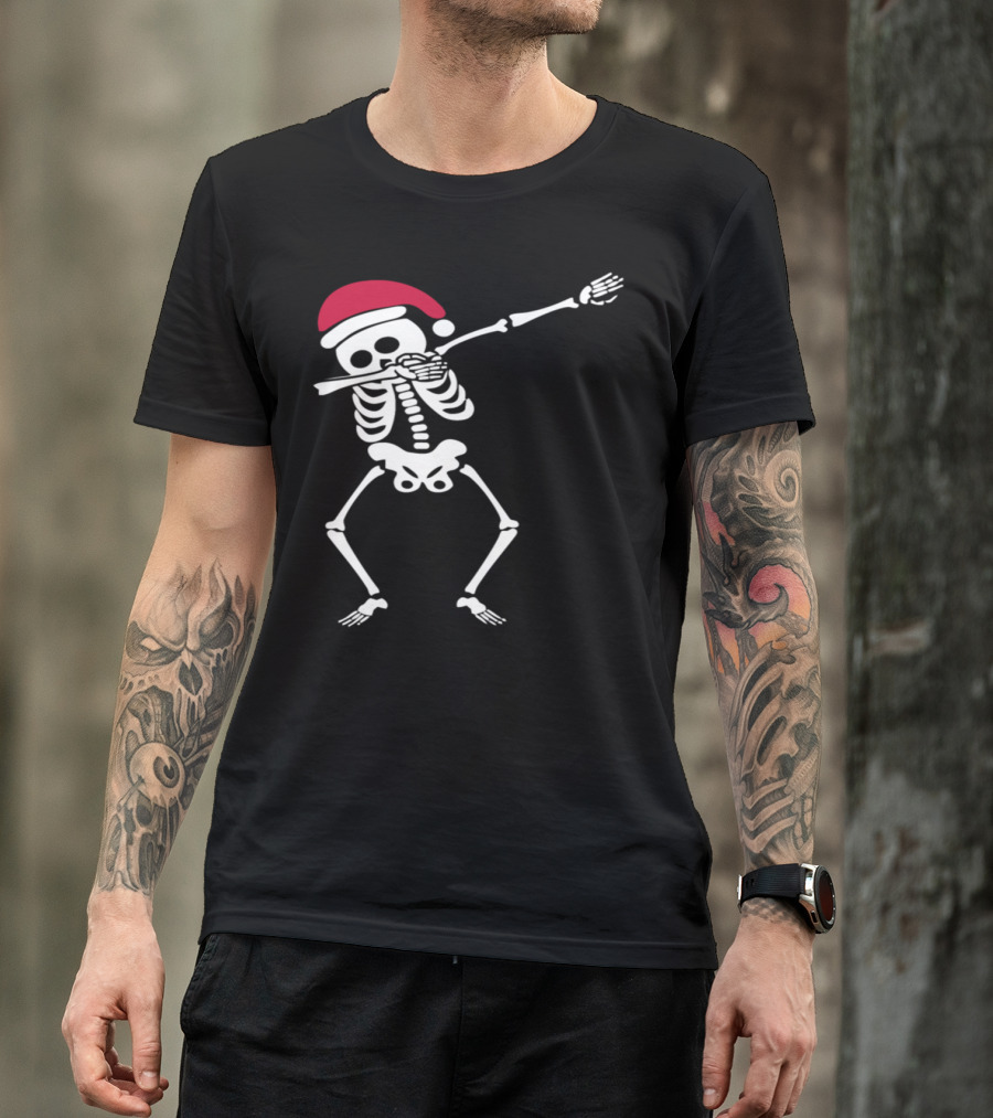 Santa Skeleton Dabbing Christmas Dance T-Shirt