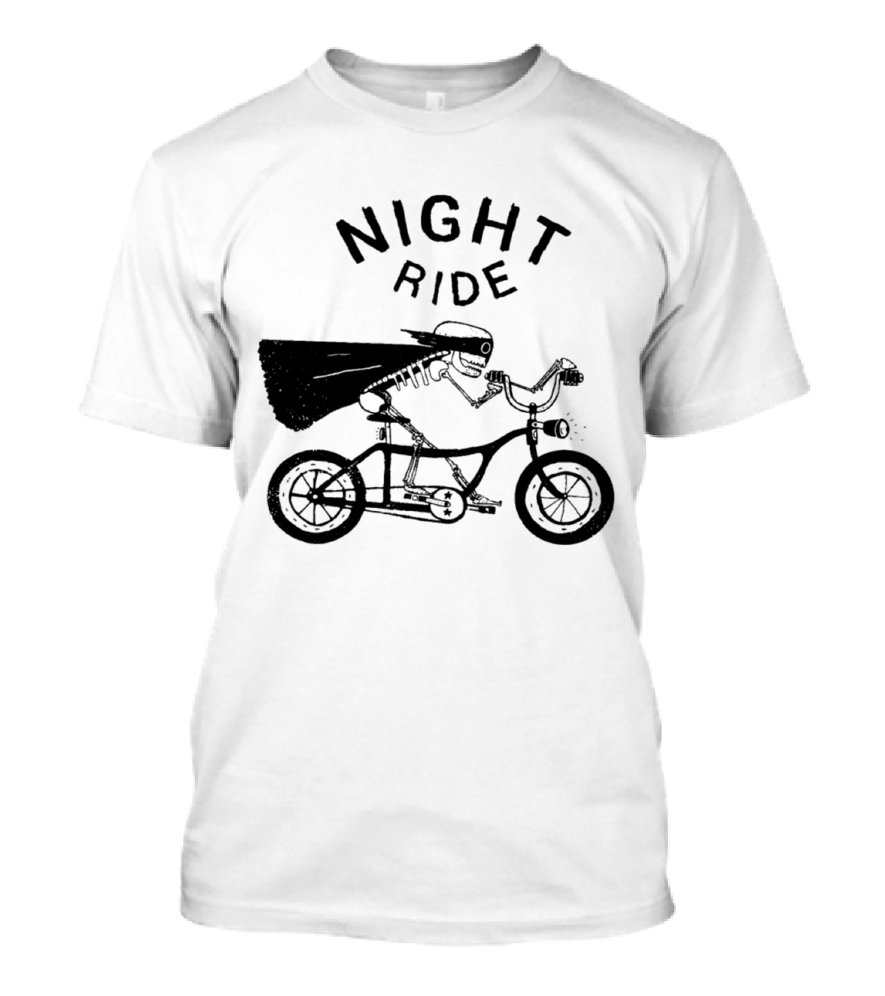 Night Ride Skeleton Bicycle Cycling T-Shirt