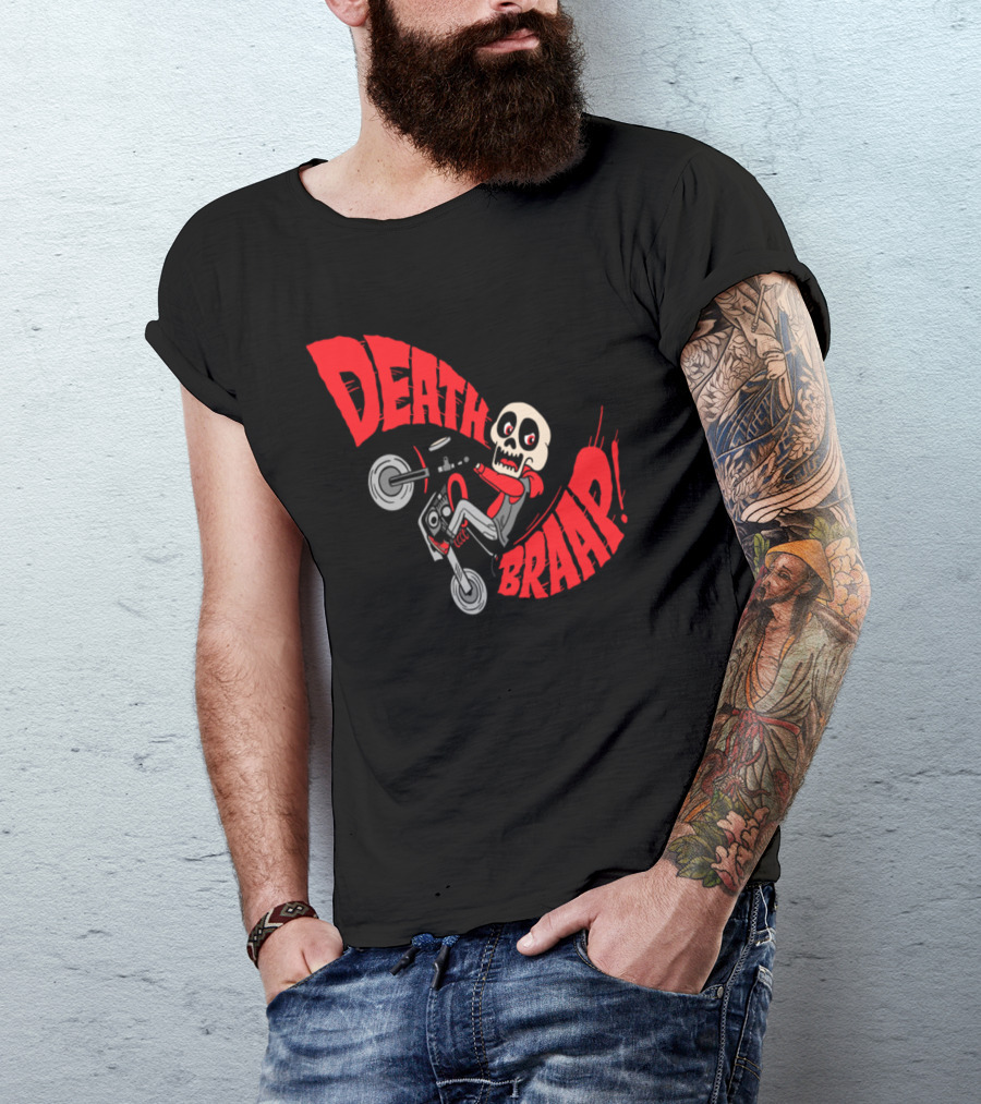 Death Braap Skull Skeleton Motorcycle Adventure T-Shirt