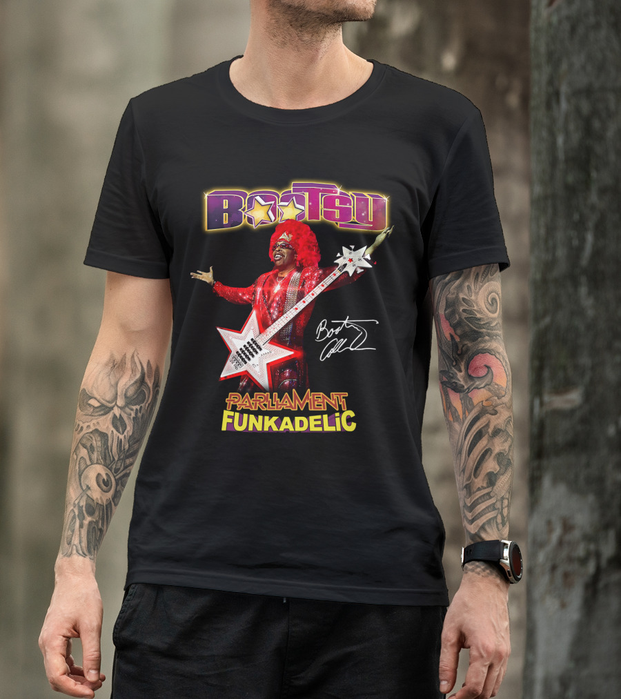 Bootsy Collins Parliament Funkadelic Star Bass Guitar Signature T-Shirt