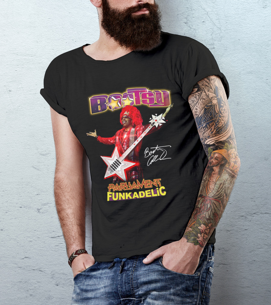 Bootsy Collins Parliament Funkadelic Star Bass Guitar Signature T-Shirt